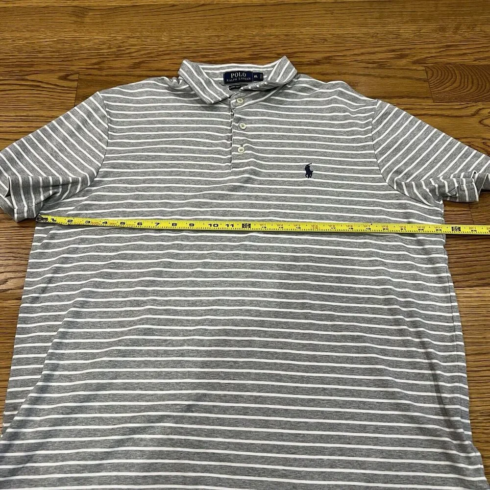 Polo Ralph Lauren Shirt‎ Mens Size XLGray Stripe Classic Fit Polo Pima Cotton